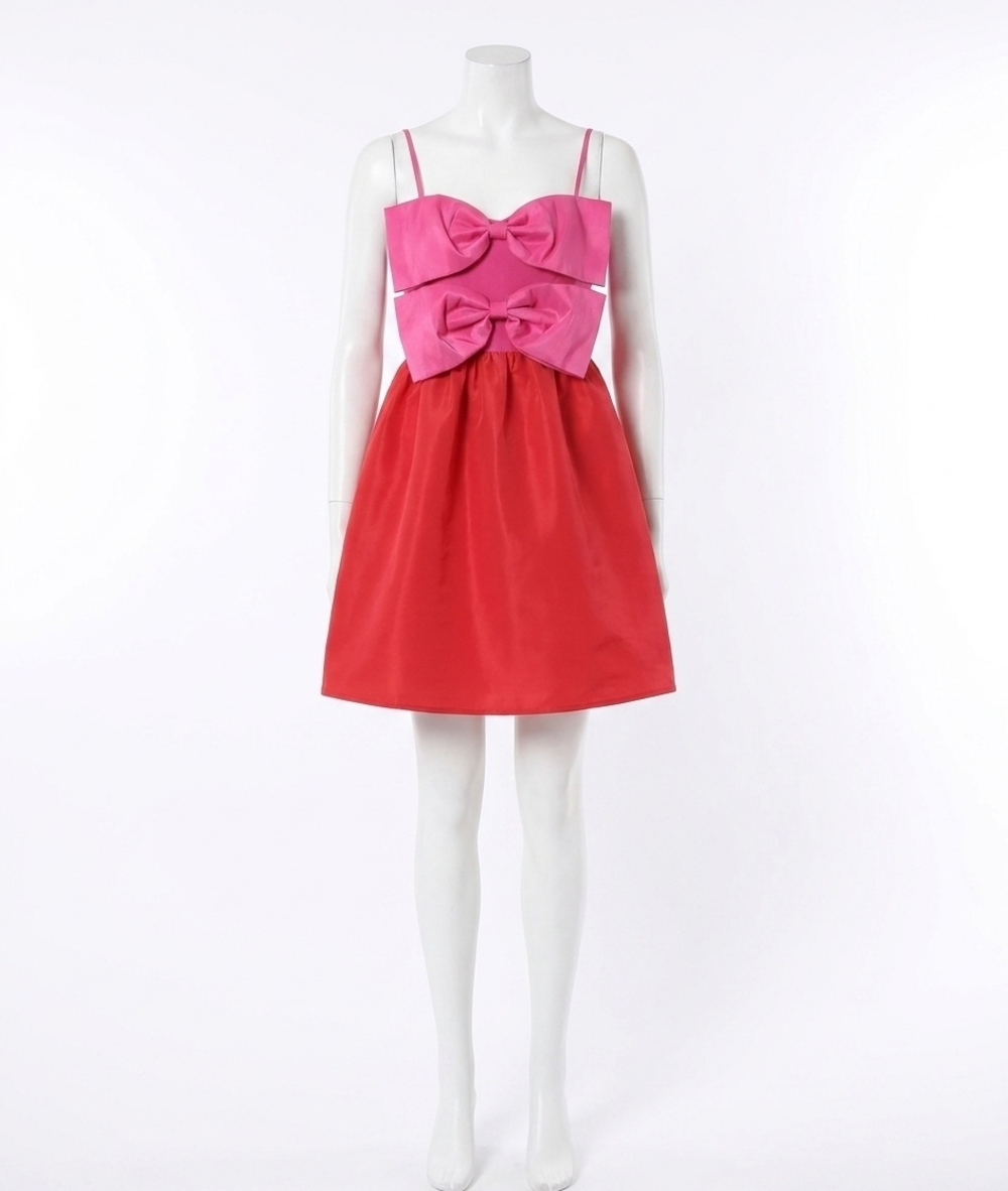 NEW SUGARLIPS tizza bow color block mini dress in red and pink